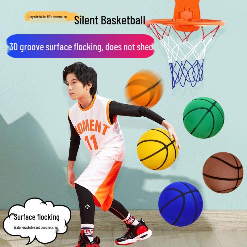 Silent No-Flake Indoor Basketball for Kids with 3D Grooves