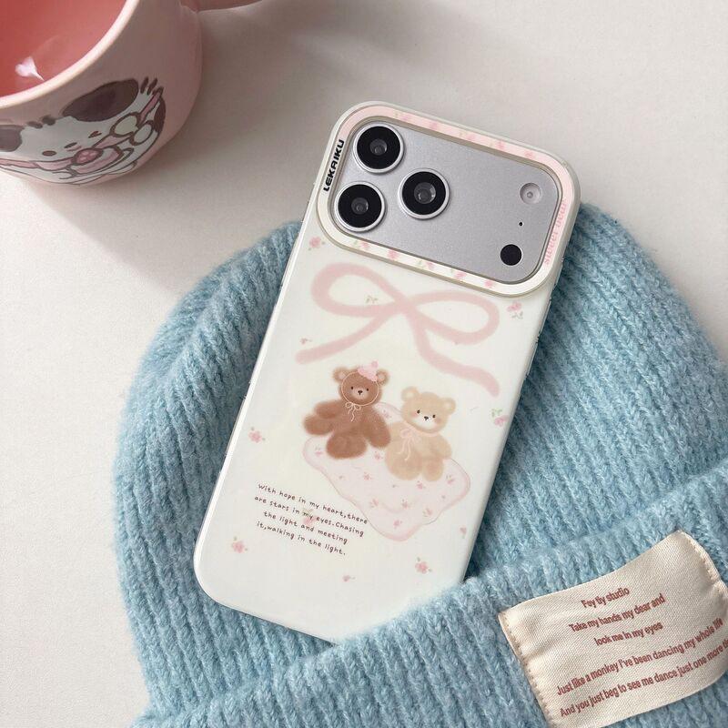 Cute Cartoon Bear Dog IMD Acrylic Phone Case IPhone 15 16 17 Pro Max Anti-Scratch Drop Protection iPhone 15