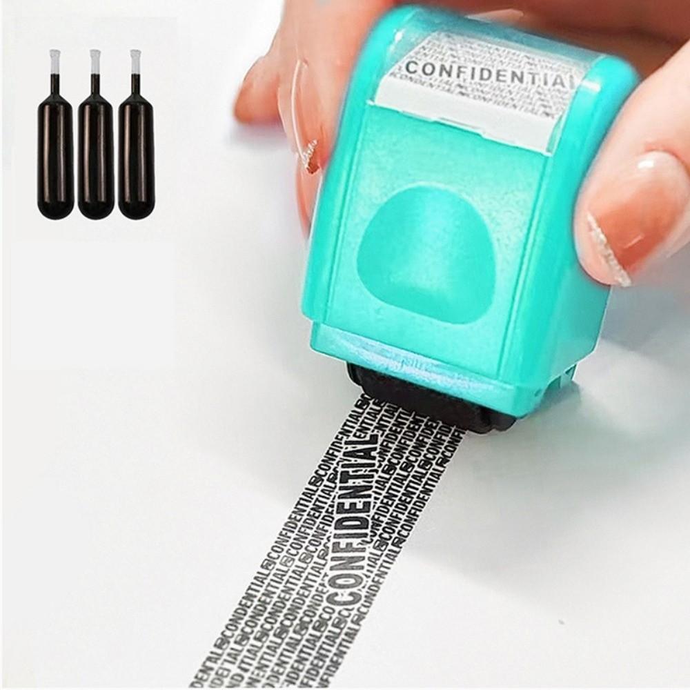 Leakproof Identity Theft Protection Roller Stamp Portable Roller Stamp Manual Roller Stamp Garbled Chapter Ink Refill