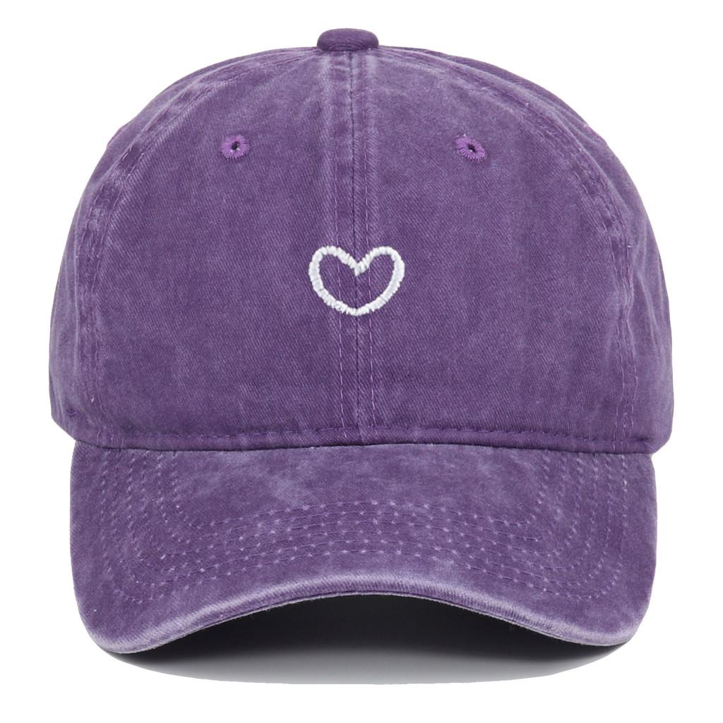 Embroidered Heart Cotton Baseball Cap With Curved Brim For Casual Outdoor Wear