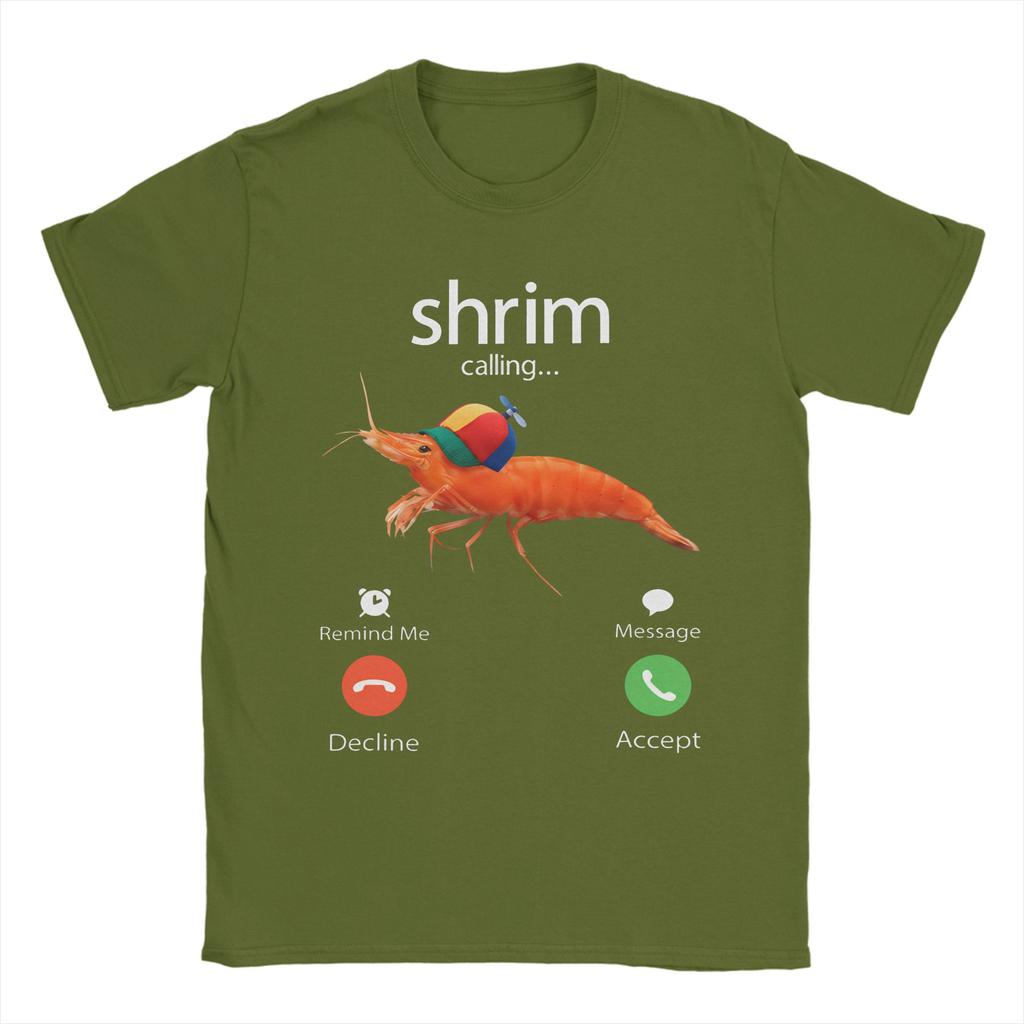 Men Shrim Is Calling Misspelled Shrimp Incoming Call Meme T Shirts  100 Cotton Top Tees Beach O Neck Tee Shirt Big Size 5XL 6XL