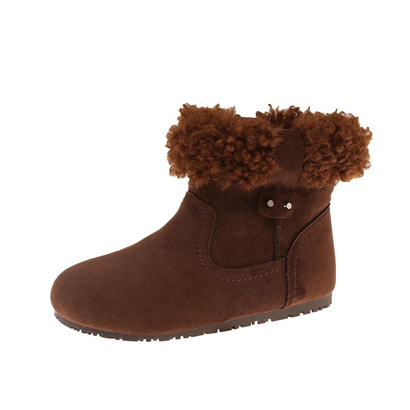 

Retro Round Toe Versatile Snow Boots Women s Winter New Fleece Warm Non-slip Fluffy Short-thigh Cotton Shoes 40