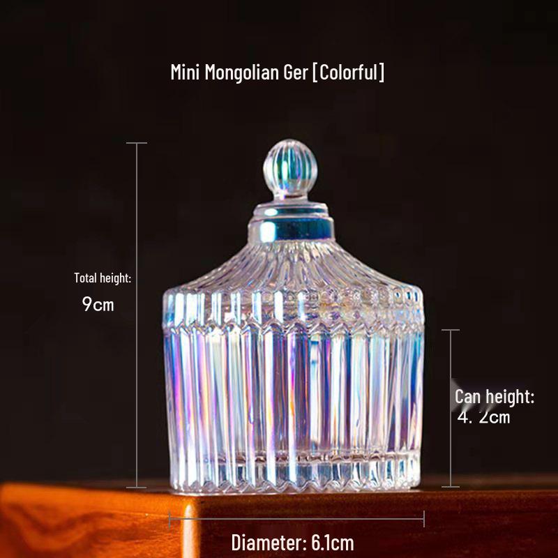 European Glass Bowl Jewelry Box: Crystal Demagnetization Purification Jar with Omamori Salt and Lid