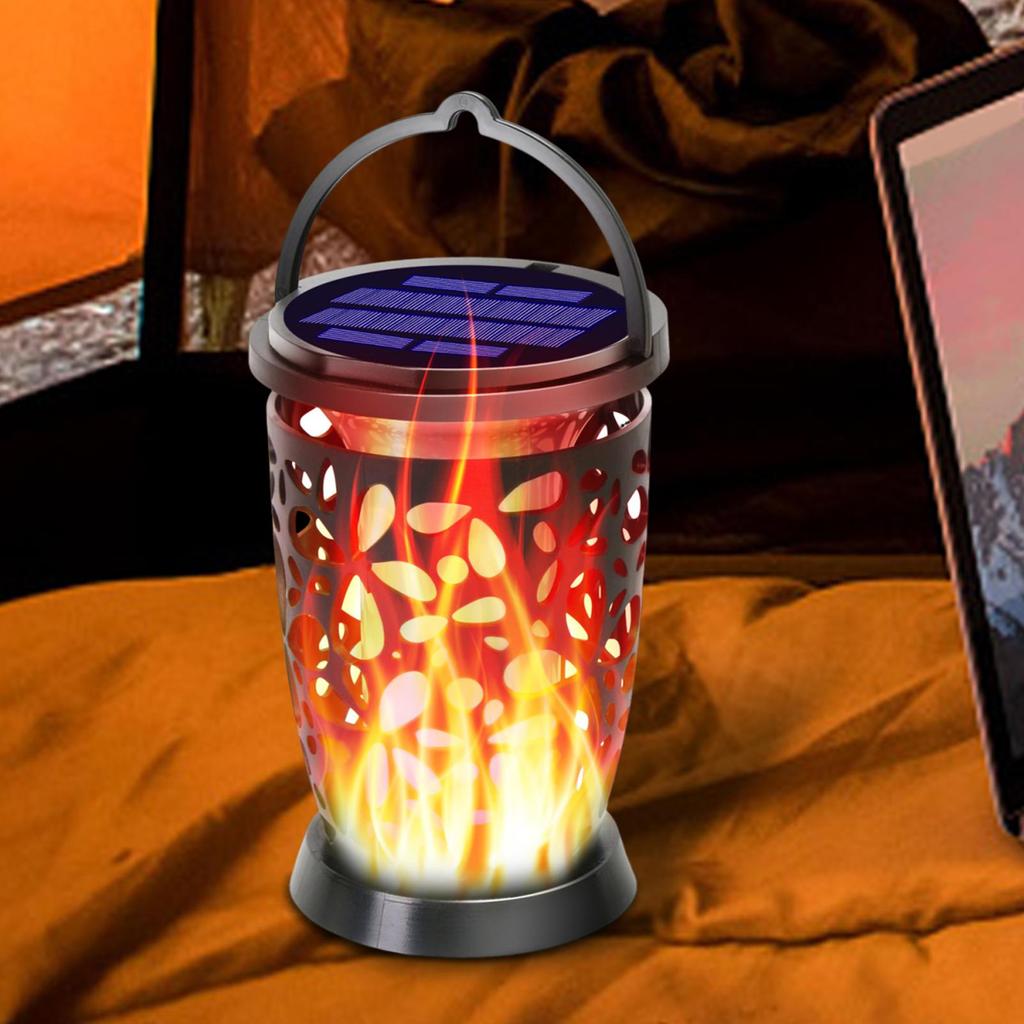 Solar Lantern Flickering Flame Garden Light Hangable Hollow Lanterns For Backyard Walkway Driveway Balcony Fence Pool Deck
