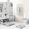 Home Waterproof Print Shower Curtain 4 Piece Carpet Cover Toilet Cover Bath Mat Pad Set Bathroom Curtain Bathroom Decoration
