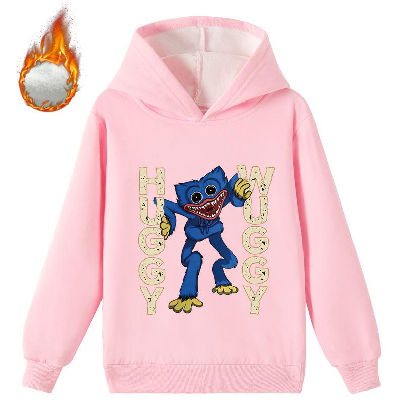 Velvet Fabric Kids 3D Hoodie Huggy Wuggy Pullover Poppy Playtime Children Warm Sweater