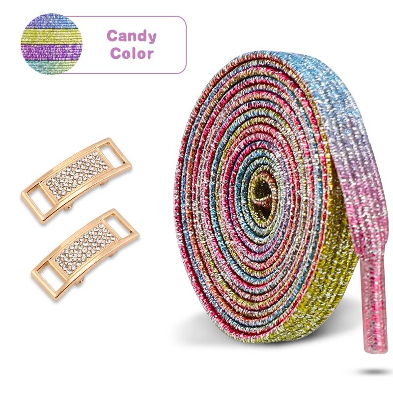 New Diamond Lock Shoelaces Without Ties Glitter Elastic Laces Sneakers Tennis No Tie Shoe Laces Flat Shoelace Shoes Accessories