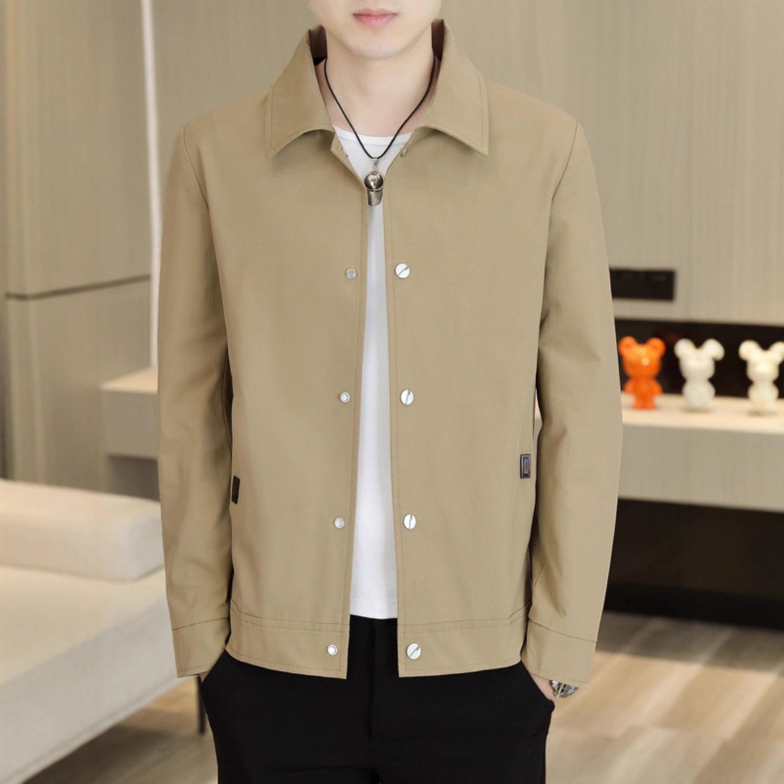 

Spring and Autumn New Jacket Men s Handsome Versatile Top Business Casual Lapel Jacket M хаки