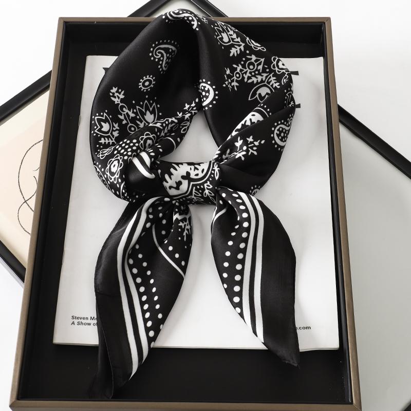 Fashion Print Silk Hairbands Scarf Women  Spring New Elagant Floral Bandana Neck Kerchief Head Bands Foulard Female Scarfs