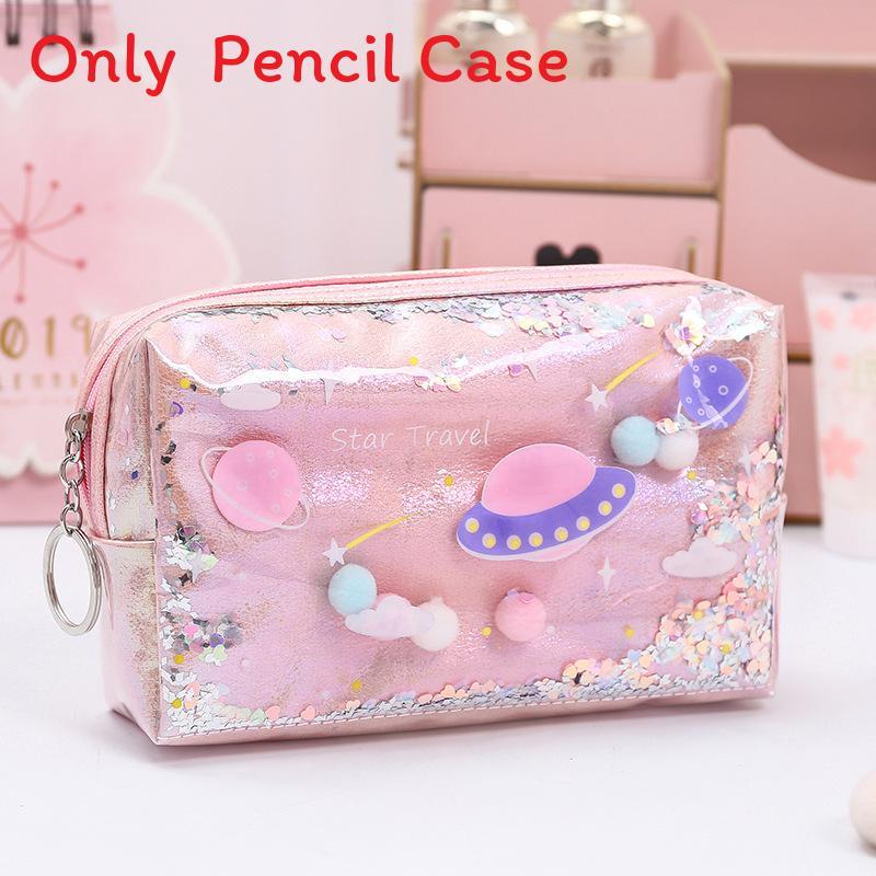 Star Planet Galaxy Flowing Sand Pencil Case With Waterproof Laser Material For Students And Teens