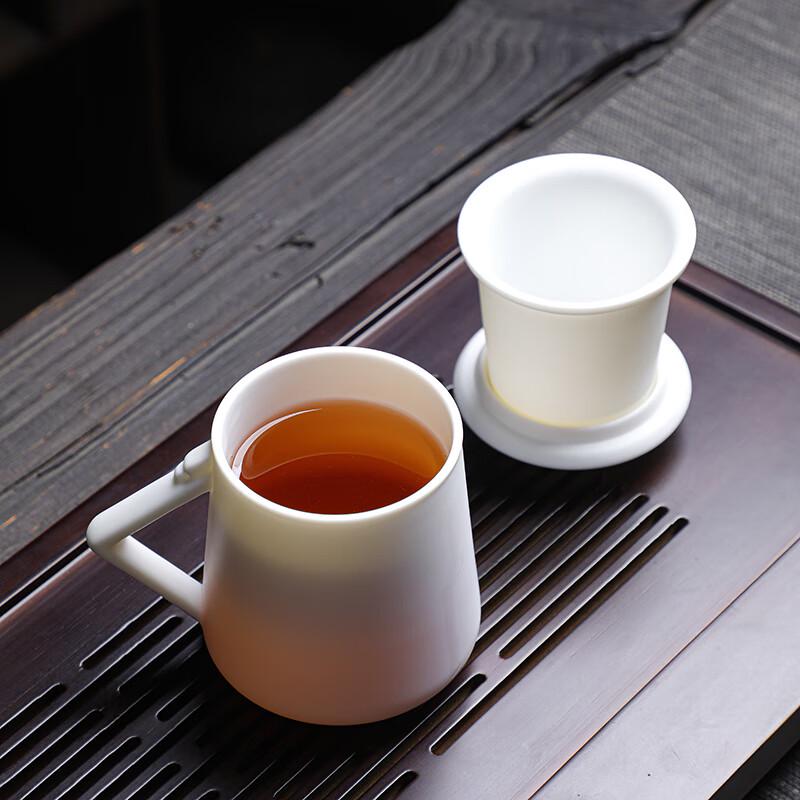 

Tuopai Mutton Fat Jade Porcelain Office Tea Cup - Golden Mountain