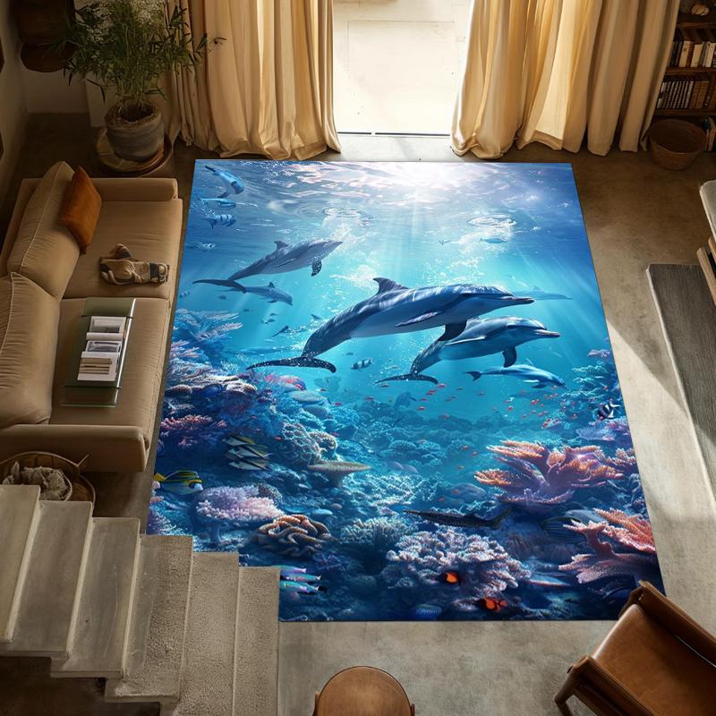 

1 Soft Non Slip Floor Mat with Ocean Whale Pattern Suitable for Living Room and Kitchen Carpet in Living Room and Bedroom rugs 40x60cm