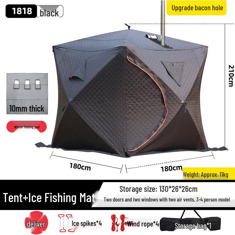 Large Pentagonal Ice Fishing Tent with TPU Window for Winter Camping - Thickened for Warmth and Cold Protection