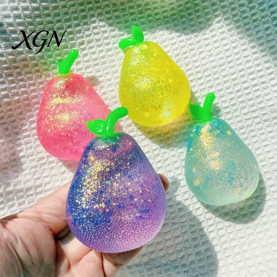 Relaxation Stress Reliever Shapeable Glitter Pear Squeeze Toy Relief Transparent Ball Slow Rising Decompression Fruit Sensory