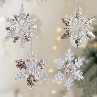 Festive Christmas Snowflake Sequins Acrylic Pendant  Adds Charm To Your Home  Suitable for Supermarkets  Malls  and Homes
