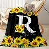 1pc Sunflower Initial blanket Soft and Warm for Sofa Office Camping Travel Livingroom Great Gift for Friends and Family Comfortable