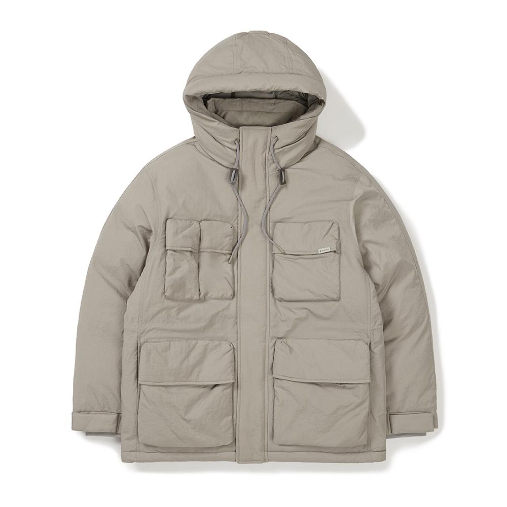 [Snowpeak] Land Hood Heavy Down Jacket Beige Gray (S24WMTDJ30)