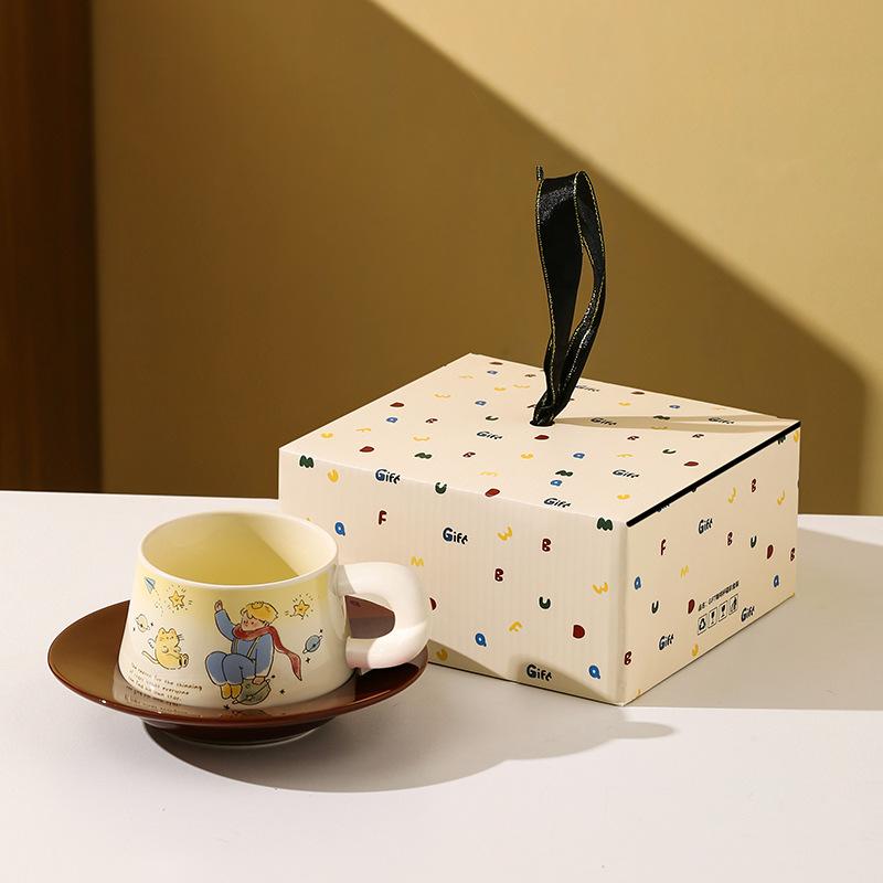 

Зоряний Принц Висока Мила Керамічна Кавова Чашка Блюдце Подарунковий Набір Мультяшна Квіткова Чашка Квіткова Чашка для Чаю Сувенір для Заходу 250-350ml