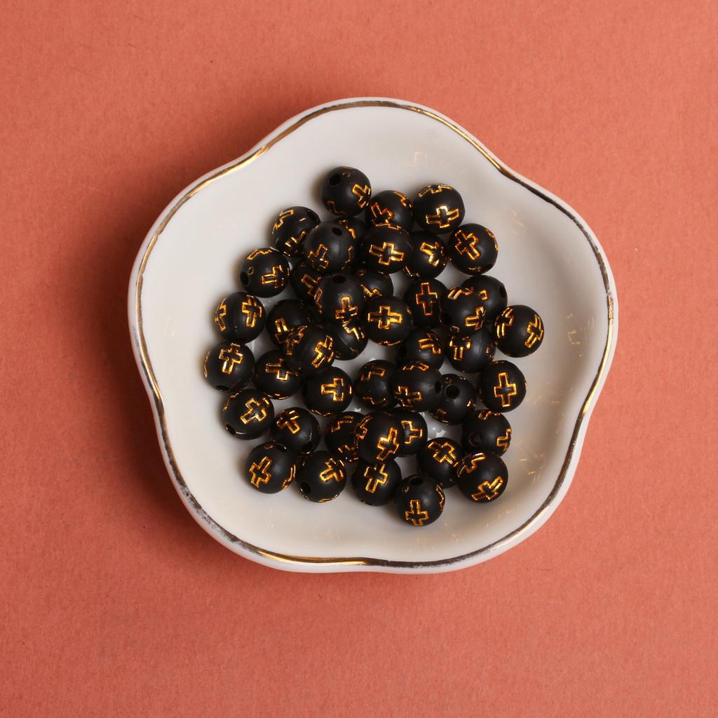 Home Party Supplies Handmade Keychain 20Pcs Bracelet Acrylic 7mm Fashion Necklace DIY Loose Beads Jewelry Making Material Cross Accessorie Round