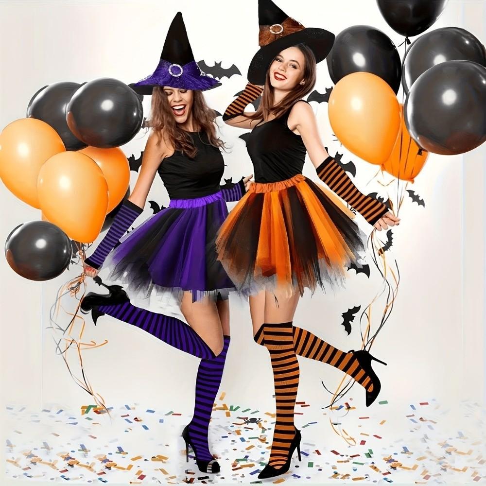 Costume da Strega per Halloween Calzini a Strisce Set Cosplay da Mago Set Gonna Tutù da Strega Cosplay