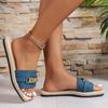 New Rhinestone Flat One-shoulder Shoes for Women Light and Casual Beach Flip-flops