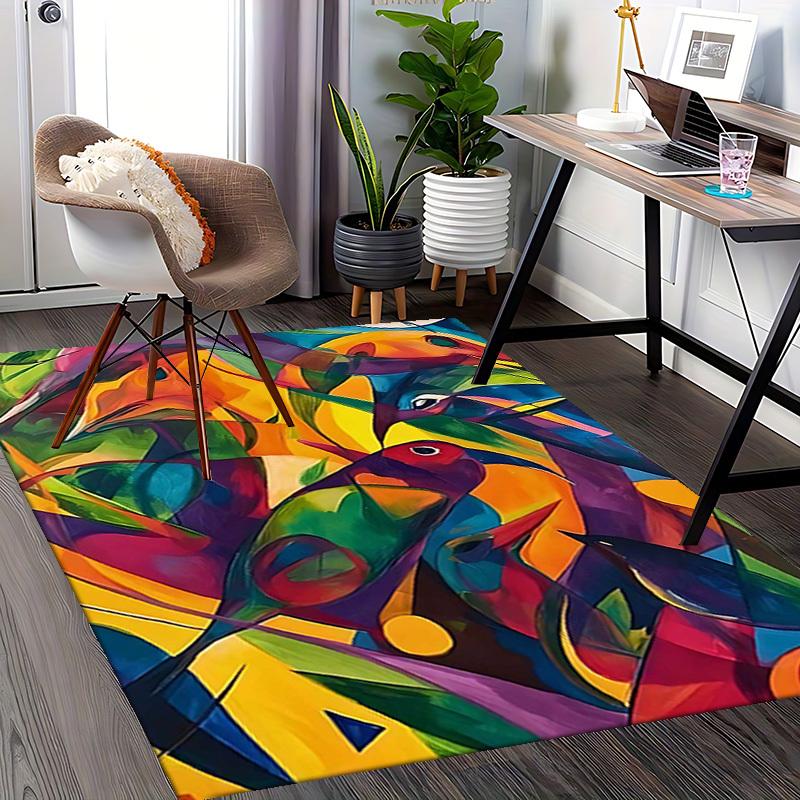 1pc Colorful Abstract Birds Chair Mat - Festival Gift for Office Chairs, Non-Slip Carpet for Home Decor, Suitable for All Seasons.P062