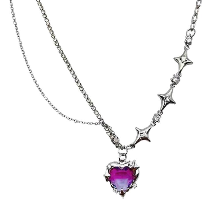 

Heart Necklace for Women Girls Fashion Crystal Choker Party Jewelry Gift 1 фиолетовый