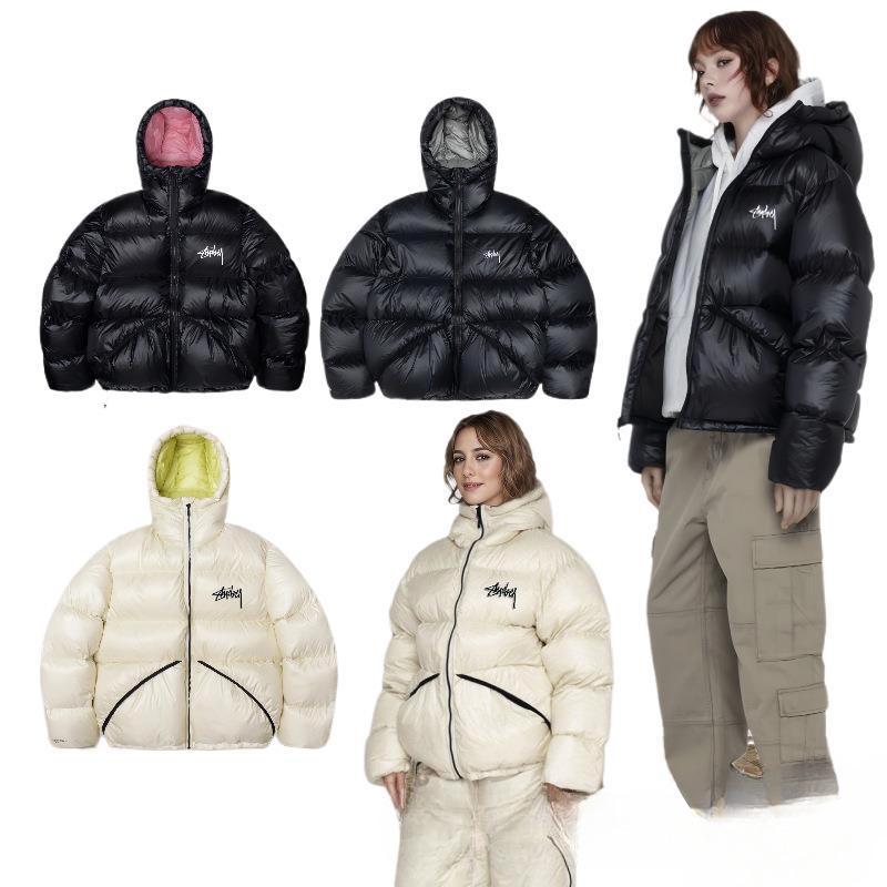 Unisex losvallend effen pufferjack - Amerikaanse straatstijl, warm voor herfst en winter