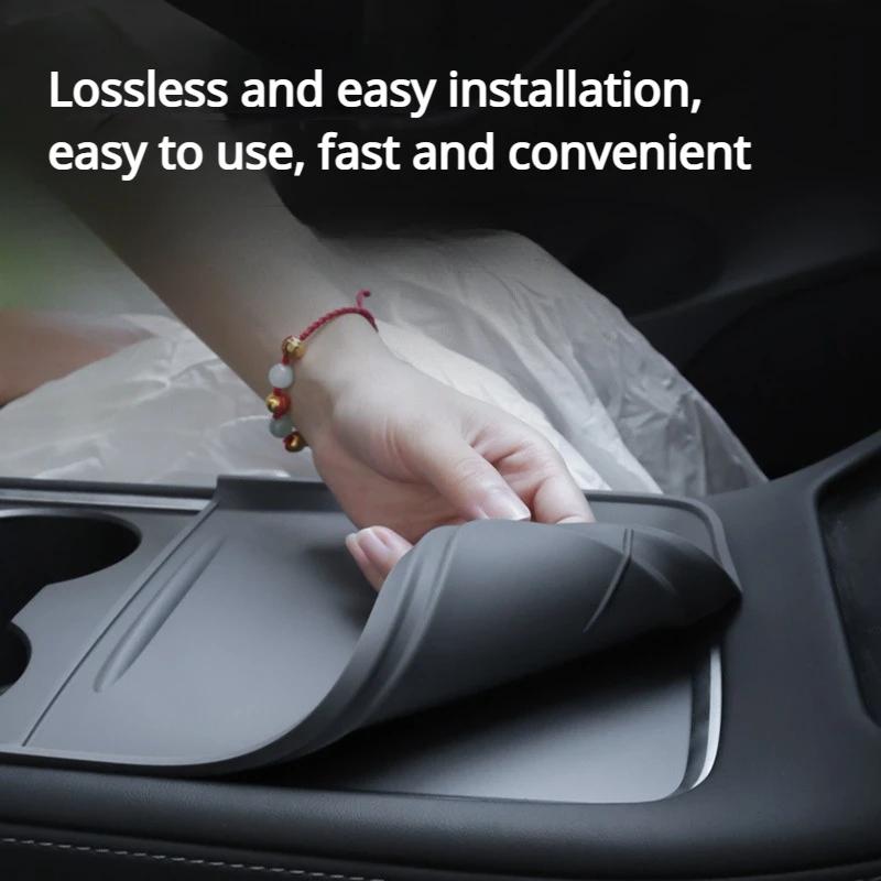 

For Tesla Model 3 Y Central Control Silicone Pad Anti-slip Center Console Push-pull Protection Film Interior Accessories 2024 сірий