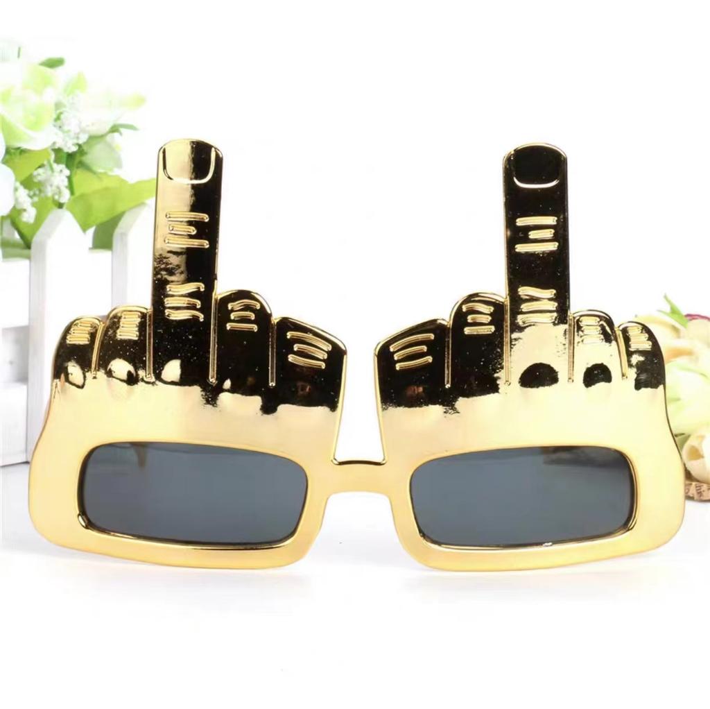Party Wacky Sunglasses Novelty Standing Middle Finger Funny Decoration Party Sunglasses Golden