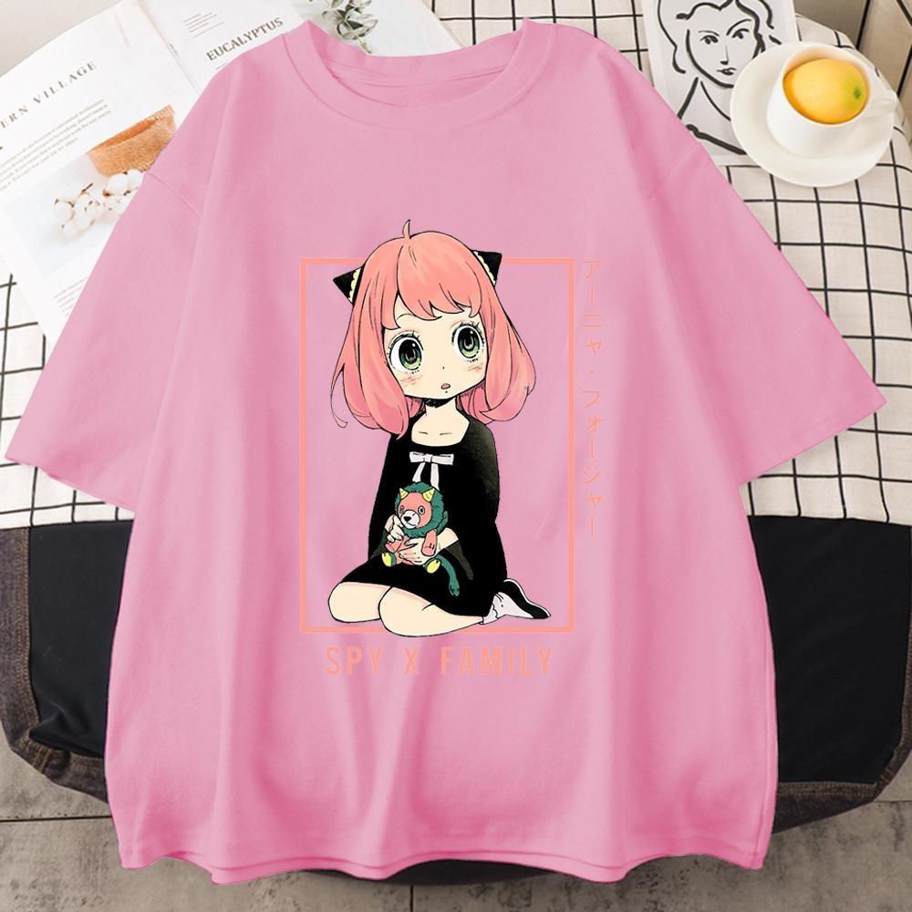 New Anya Forger Graphic Print T-shirt Women Fashion Round Neck Loose Tee Shirt Streetwear Casual Anime Harajuku T-Shist