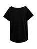 Lupeu Square Studded Lettering Off-Shoulder Short Sleeve T-Shirt Black