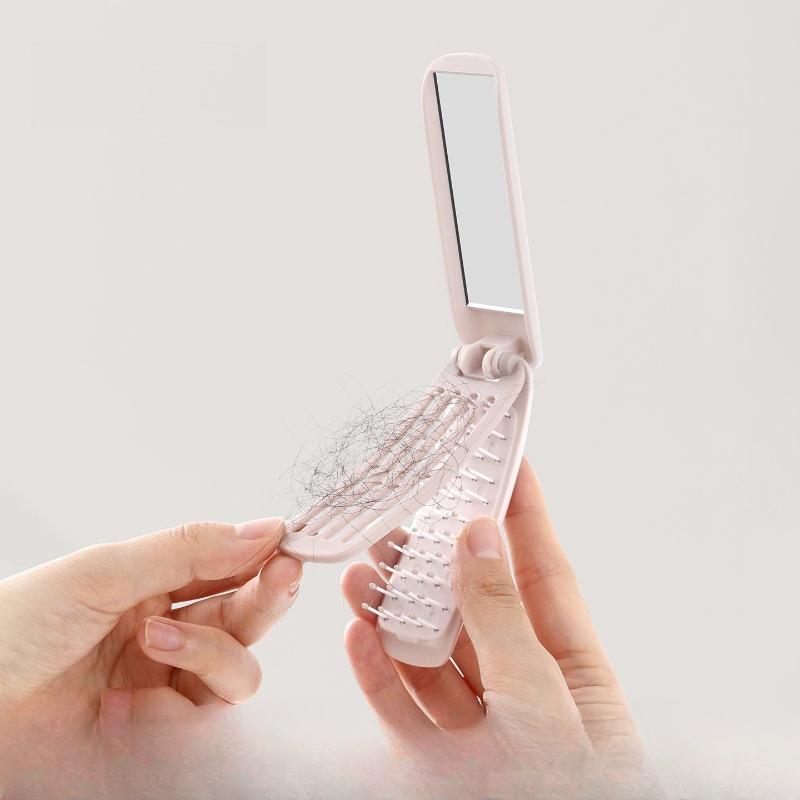 Portable Folding Comb for Smooth Hair, Portable and Easy To Carry, Mirror and Comb In One