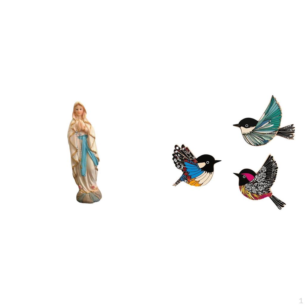 Mary Resin Sculpture And Wooden Bird Wall Art Decorative Display for Office Car Garden Study Room
