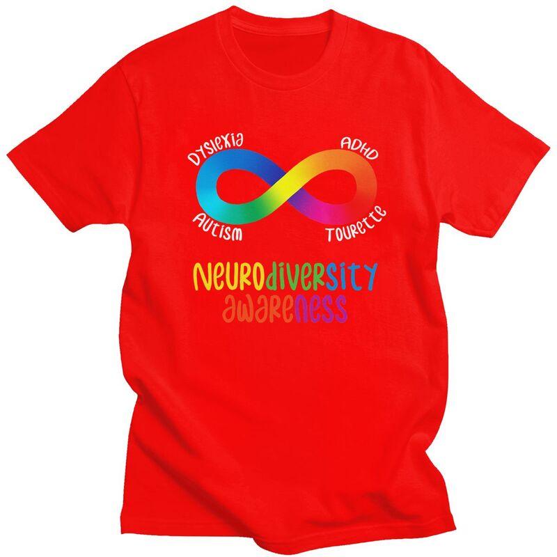 

Male Neurodiversity Awareness ADHD Autism Dyslexia Tourette T Shirts Short Sleeve Cotton TShirt Casual Loose Oversized Clothes S