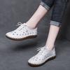 Fashion 2CM 2025 Summer Shoes Women Loafers Breathable Hollow Hole Genuine Cow Leather Flat Shoes Handmade Sewing Driving Loafers