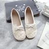 Fashion Flat Woman Footwear Flats Grey with Bow Mesh Round Toe Shoes for Women Kawaii Cute Young E Chic and Elegant 39 Discount A Casual