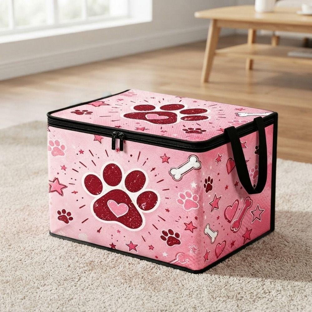 Dust-proof Paw Print Storage Box Folding Clothes Storage Container Down Jacket