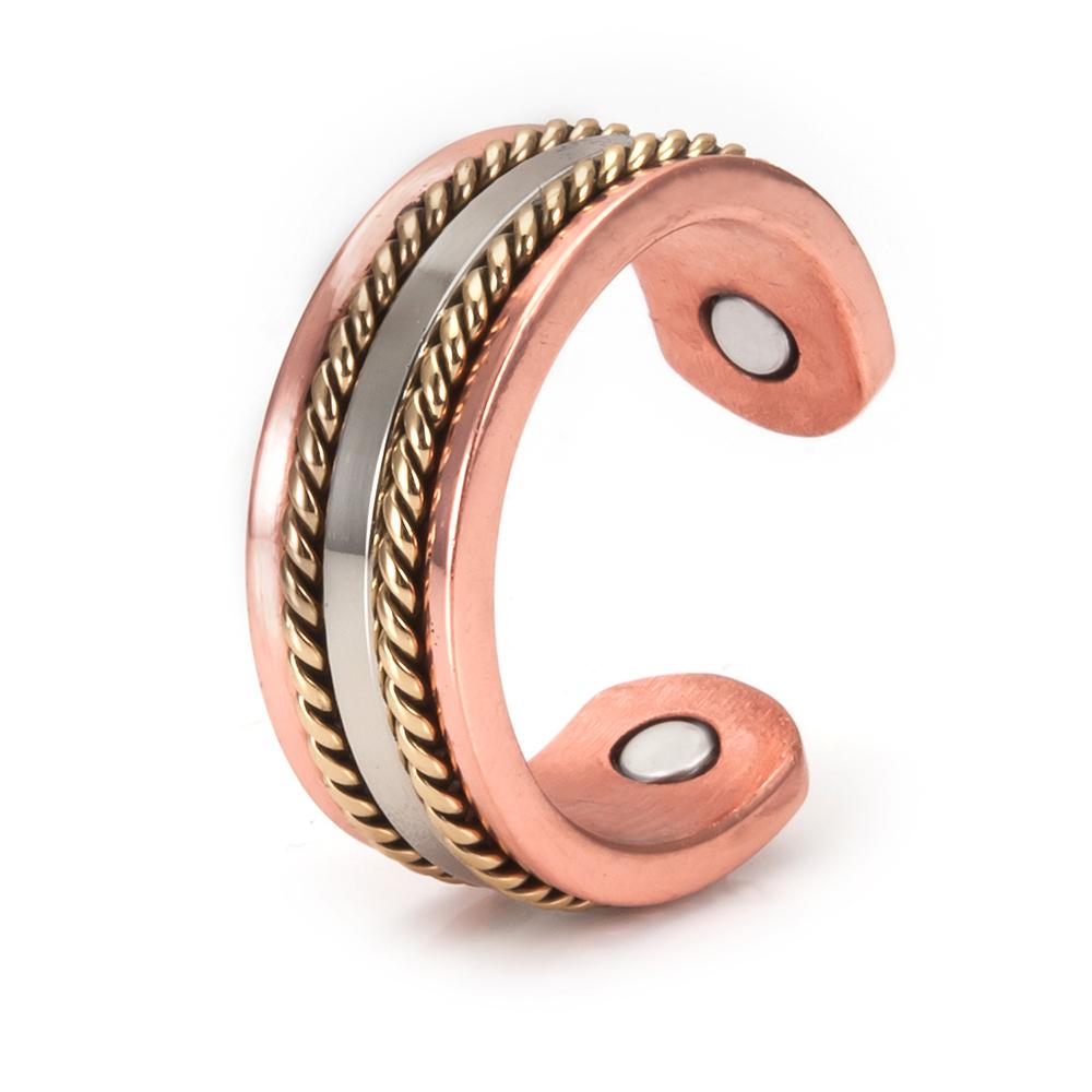 Magnetic Pure Copper Rings Women 6mm Vintage Open Cuff Adjustable Ring Men Magnet Wedding Bands Energy Finger Ring for Women Men resizable