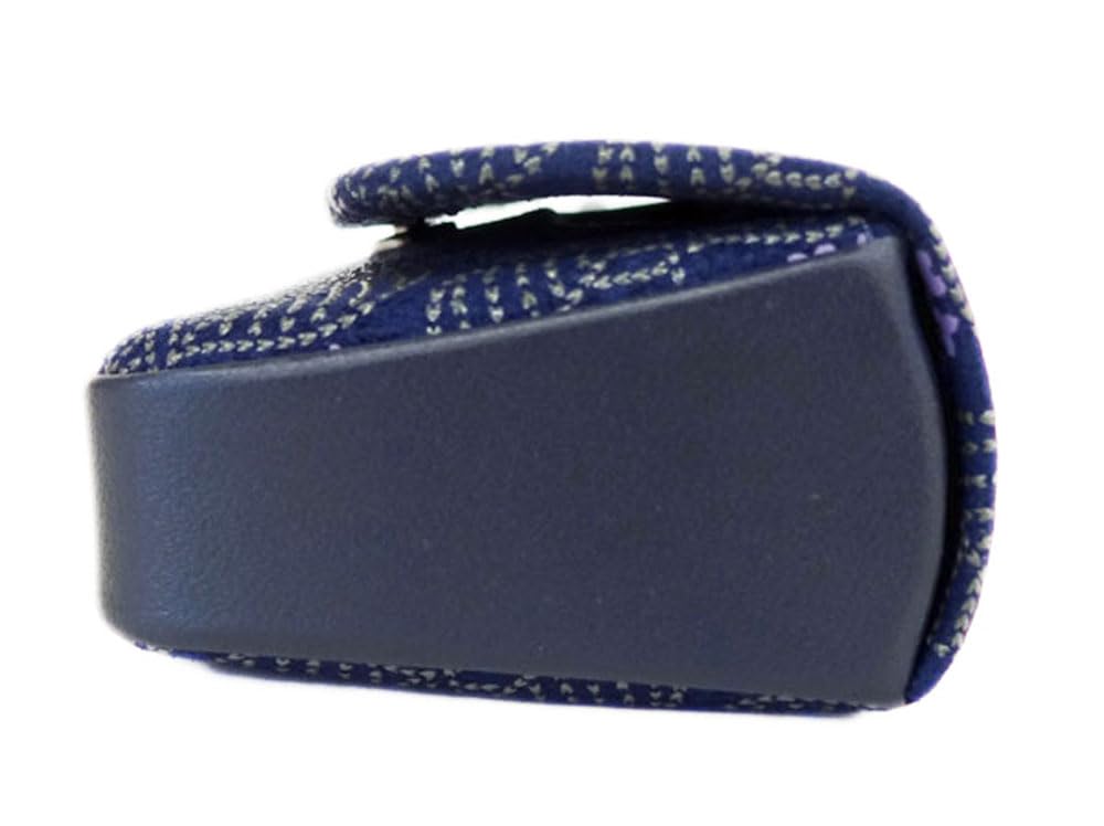 Large Hard Eyeglass Inden Navy Blue Deerskin with Gray Purple Chintz Hydrangea Pattern [Inden-ya] Case, 8007, Misono, Lacquer, Design,