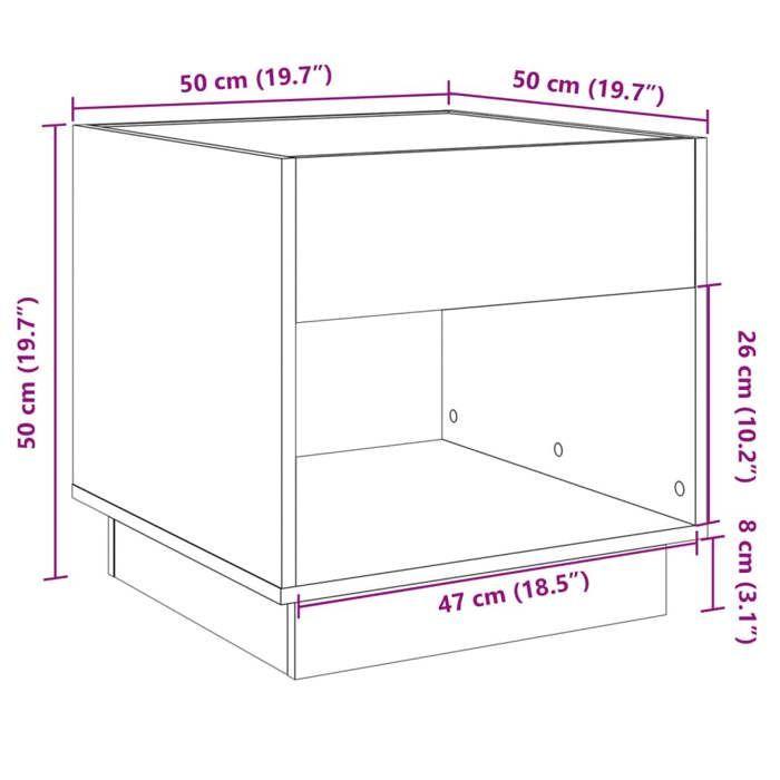 VidaXL Table de chevet avec LED infini blanc 50x50x50 cm, armoire de lit, table d'appoint, support de téléphone, table 3284084