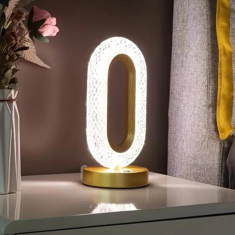 Modern Luxury Oval USB Rechargeable Crystal Table Lamp Living Room Bedroom Bedside Creative Decoration Atmosphere Night Light