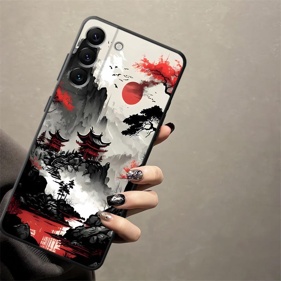 Case for Samsung Galaxy A15 A04 A05 A50 A16 A40 A70 A13 A20 A06 A17 A12 Funda Phone Cover Ink Art Print Japanese Landscape