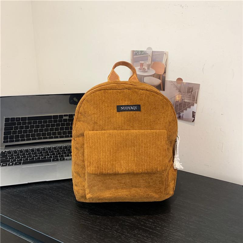 

Японський однотонний вельветовий рюкзак, новий жіночий модний студентський маленький шкільний рюкзак для подорожей на відкритому повітрі коричневий