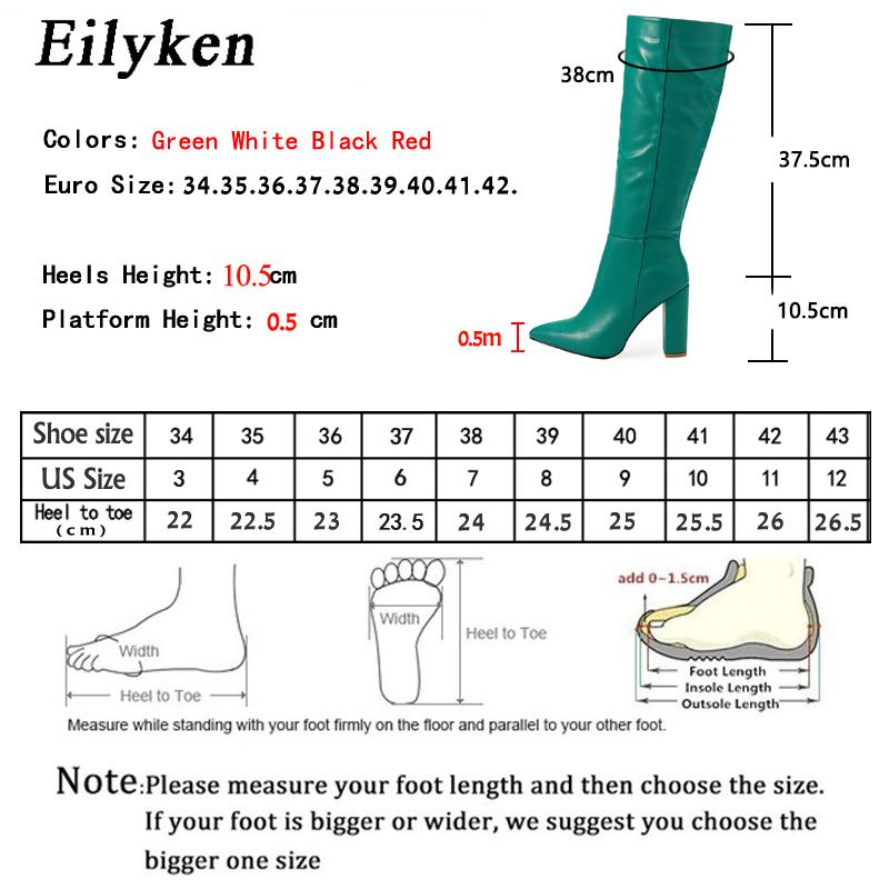 Fashion Eilyken Women Knee-High Boots Elegant Street Style Pointed Toe Chunky High Heel Zipper Long Booties Party Shoes