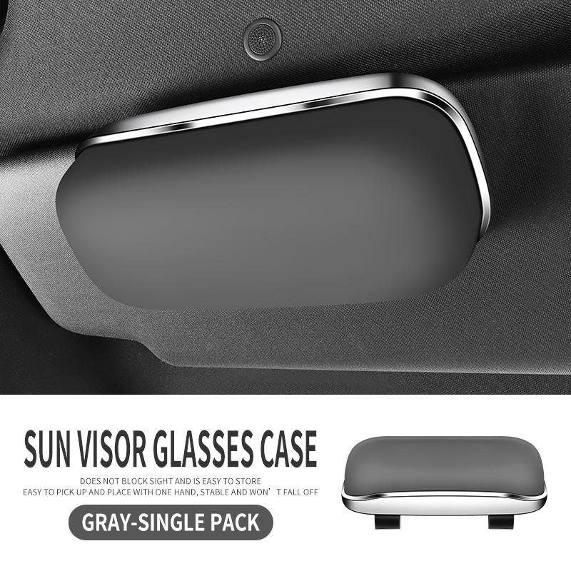 Universal Car Sun Visor Glasses Case, Non-Destructive Install, In-Car Sunglasses Holder & Receipt Clip