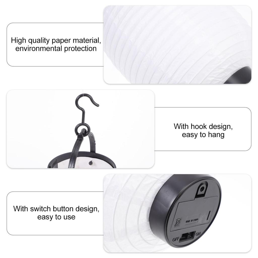 Frcolor Paper Lantern, White, Foldable, 15cm Diameter, 22cm Height, Melon-Shaped, Perfect for Festivals, Summer Festivals, DIY Izakayas, Food Stalls,