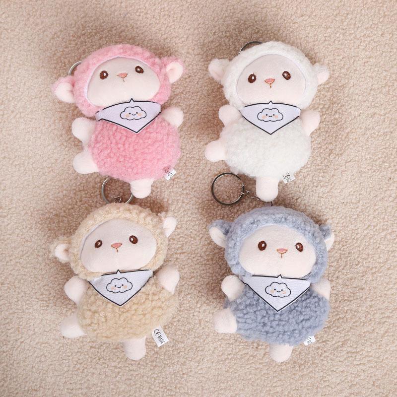 Candy Holder Pendant Plush Seated Sheep Keychain Pendant With Metal Ring Soft Cute Lamb Bag Charm Stuffed Accessory For Backpack