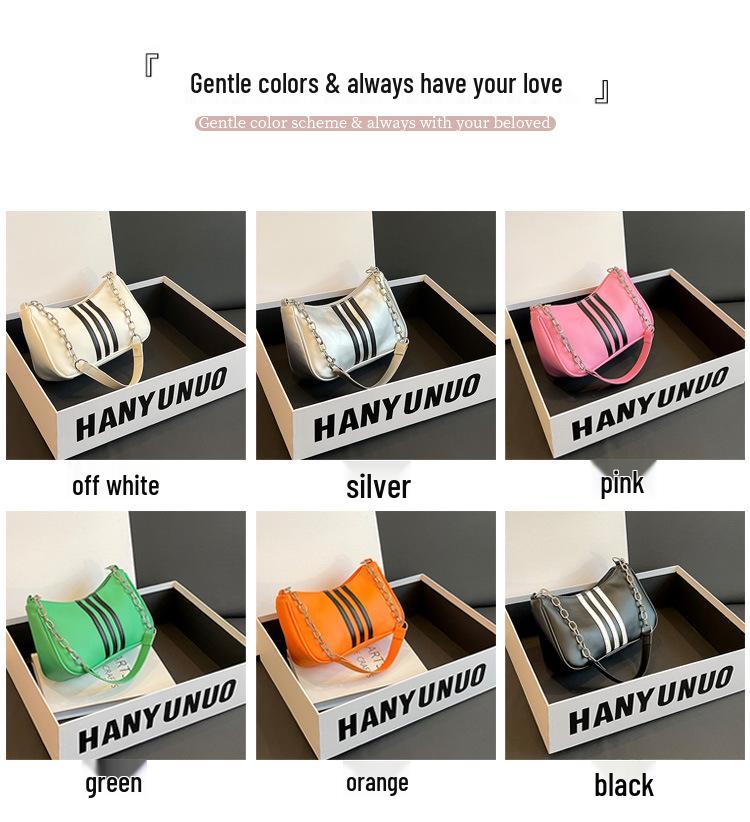 2023 Autumn Korean Style Girlish Heart Shoulder Bag: Niche Baguette Chain Design