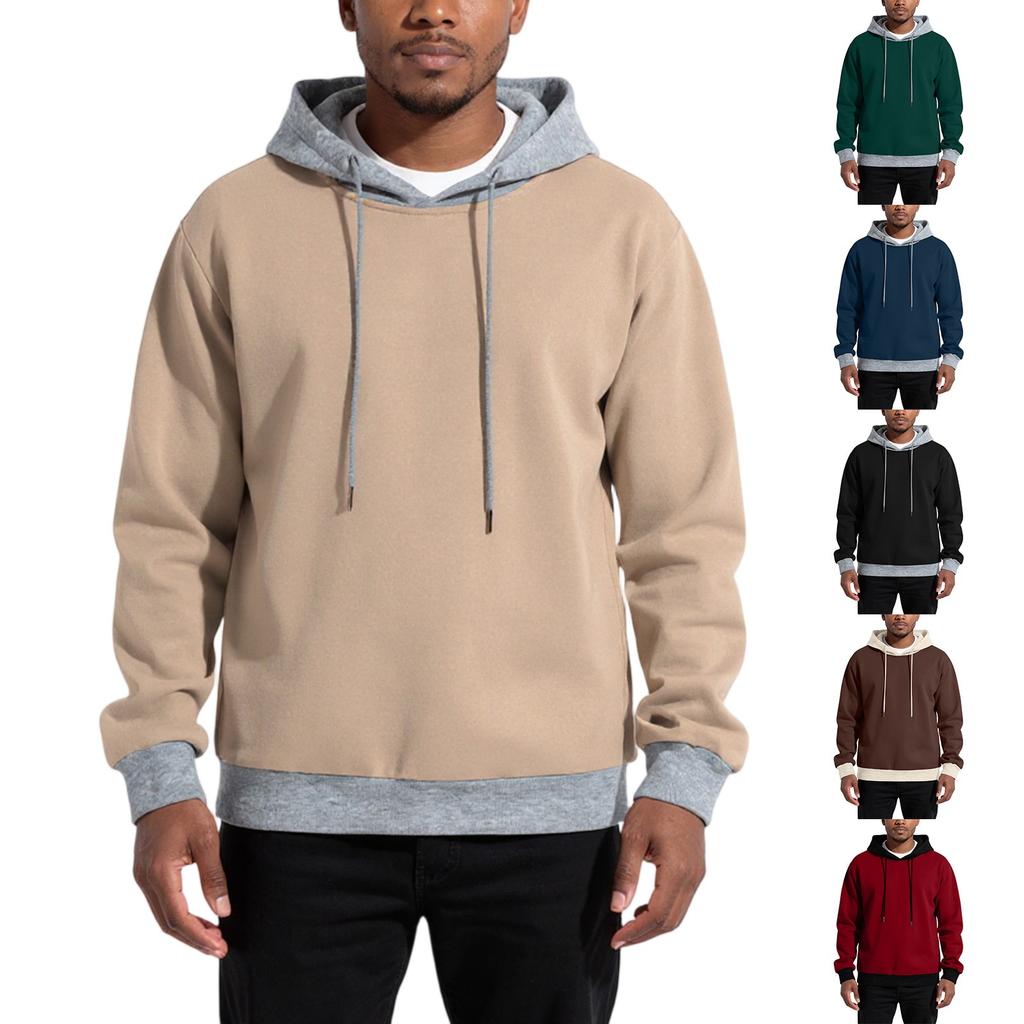 Men's Hooded Sweatshirt, Contrasting Color Sweatshirt, Sports   Casual Jacket